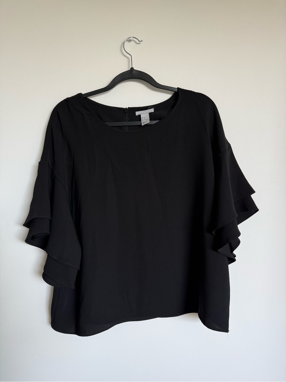 H&M Women’s Black Ruffle Sleeve Blouse